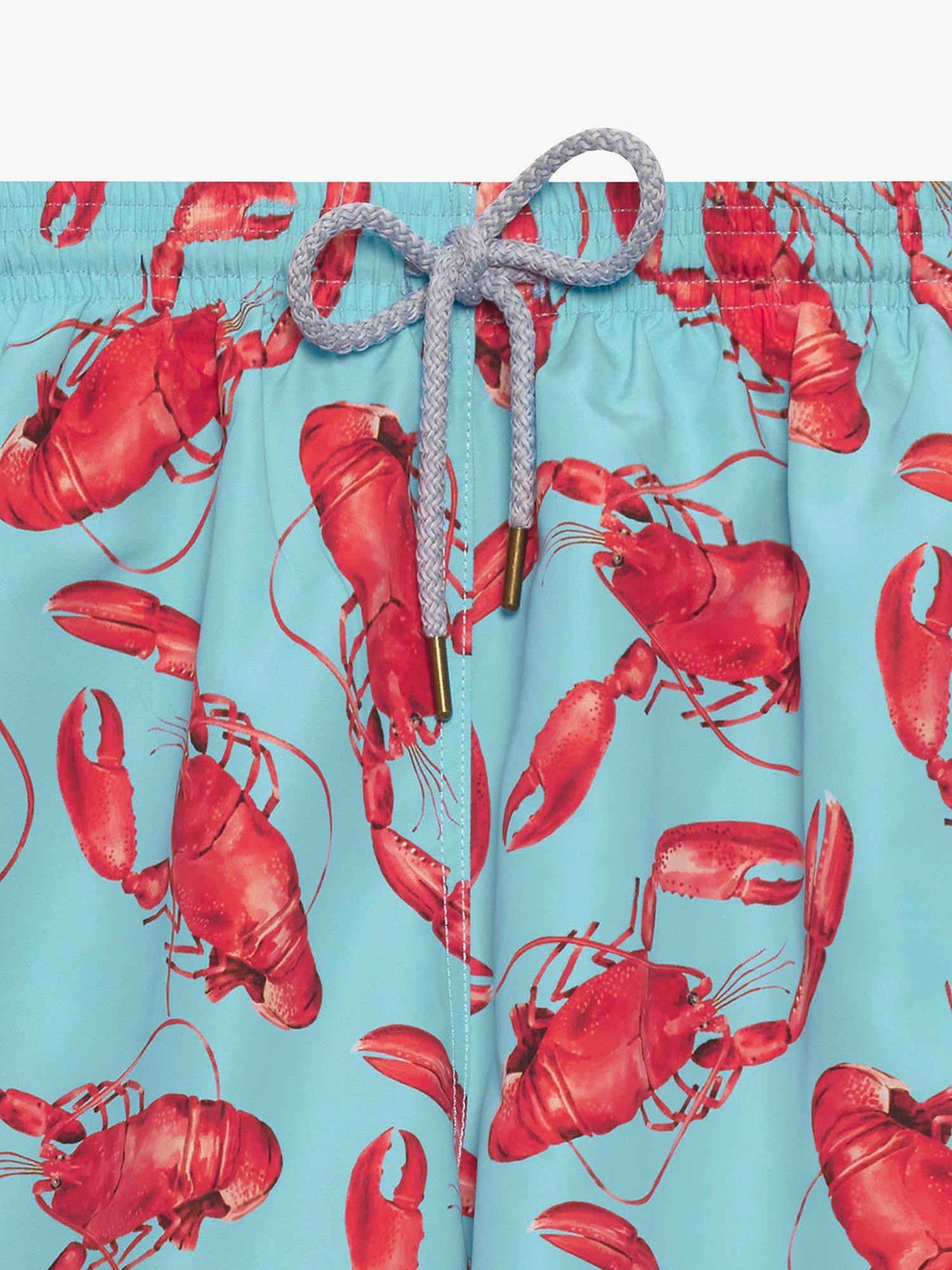 Product image 3 of 3, which shows Trotters Lobster Print Swim Shorts, Aqua, S