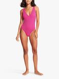 Seafolly Sea Dive Deep V-Neck One Piece Swimsuit, Fuchsia Rose