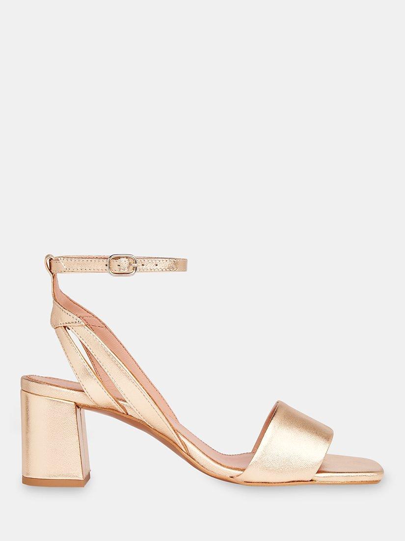 Product image 1 of 3, which shows Whistles Eden Block Heel Leather Sandals, Gold, 3