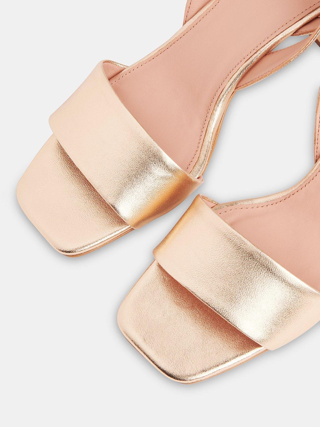 Product image 3 of 3, which shows Whistles Eden Block Heel Leather Sandals, Gold, 3