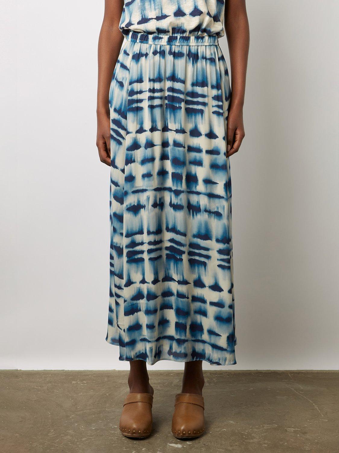 Gerard Darel Danica Tie-Dye Print Midi Skirt, Ink/Multi