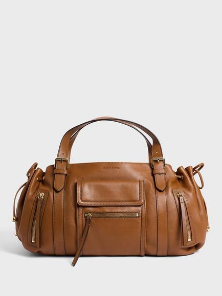 Gerard Darel St Germain Leather Shoulder Bag, Cognac