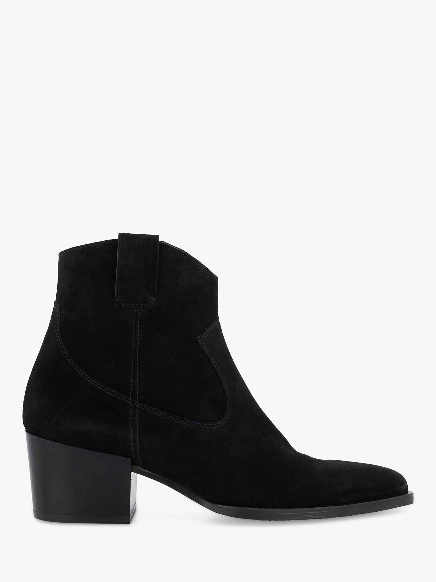 Dune Possibility Suede Western Boots, Black