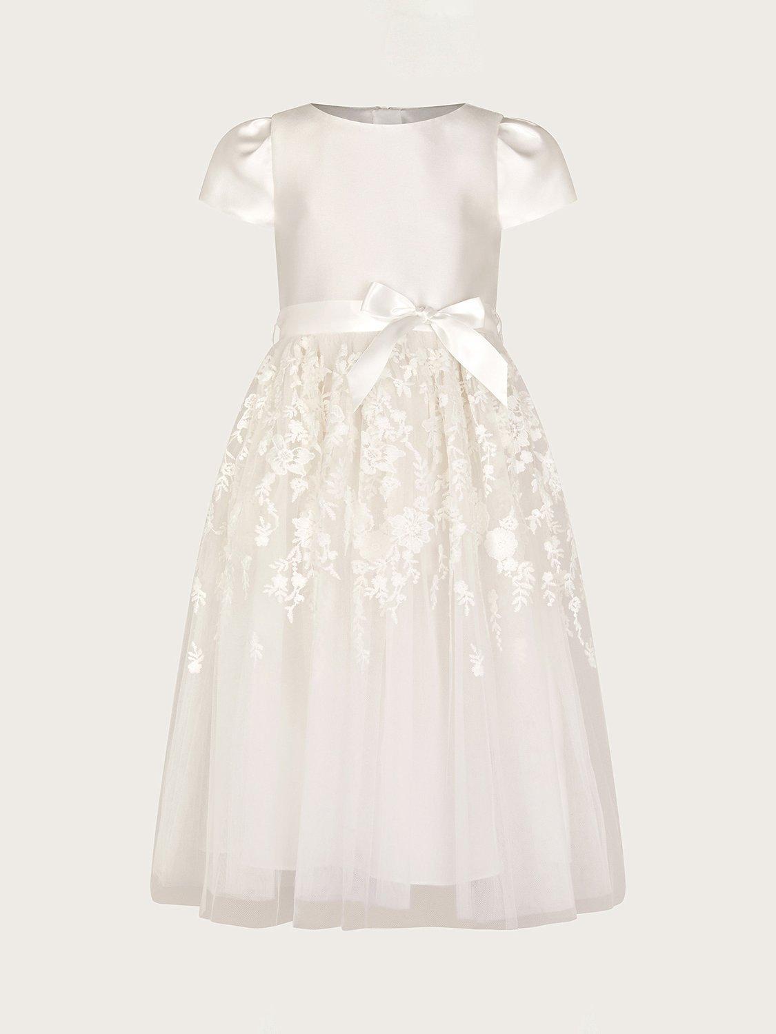 Monsoon Kids Petunia Satin Bow Dress Ivory