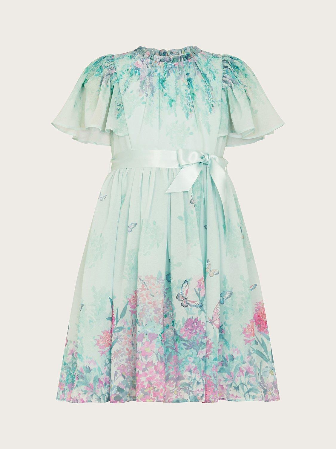 Monsoon Kids' Alium Print Dress, Aqua