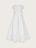 Monsoon Kids' Lola Satin Lace Maxi Dress, White