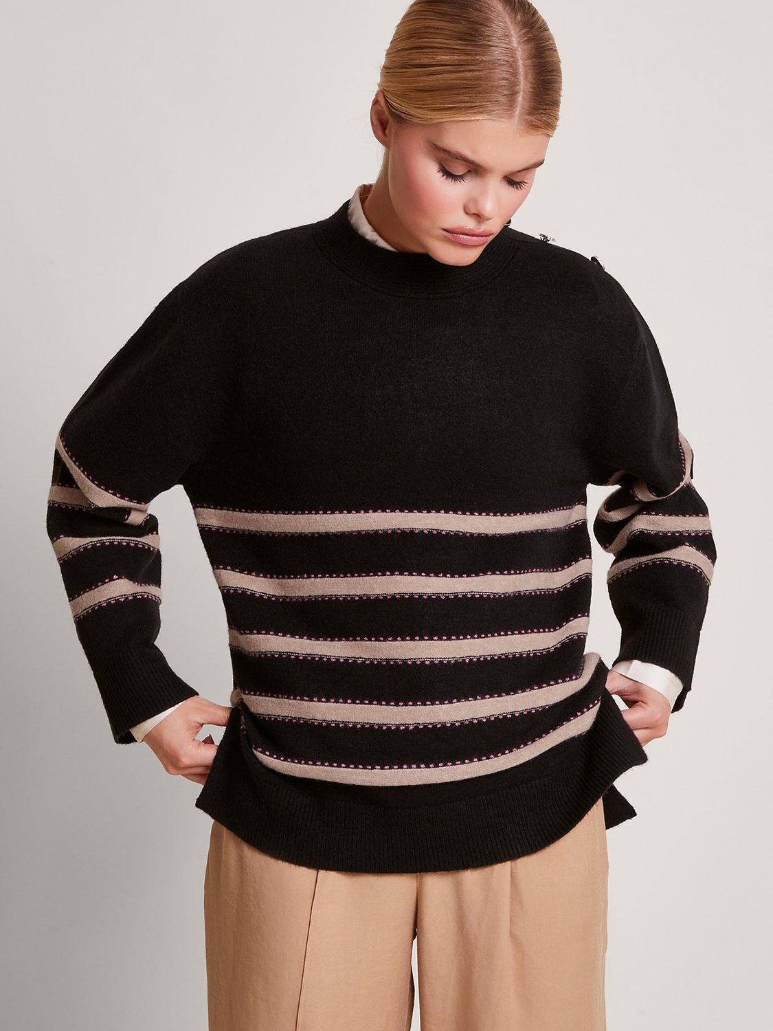 Monsoon Sable Stripe Jumper, Black