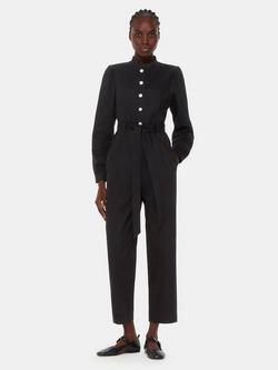 Whistles Andrea Button Front Jumpsuit, Black, Black