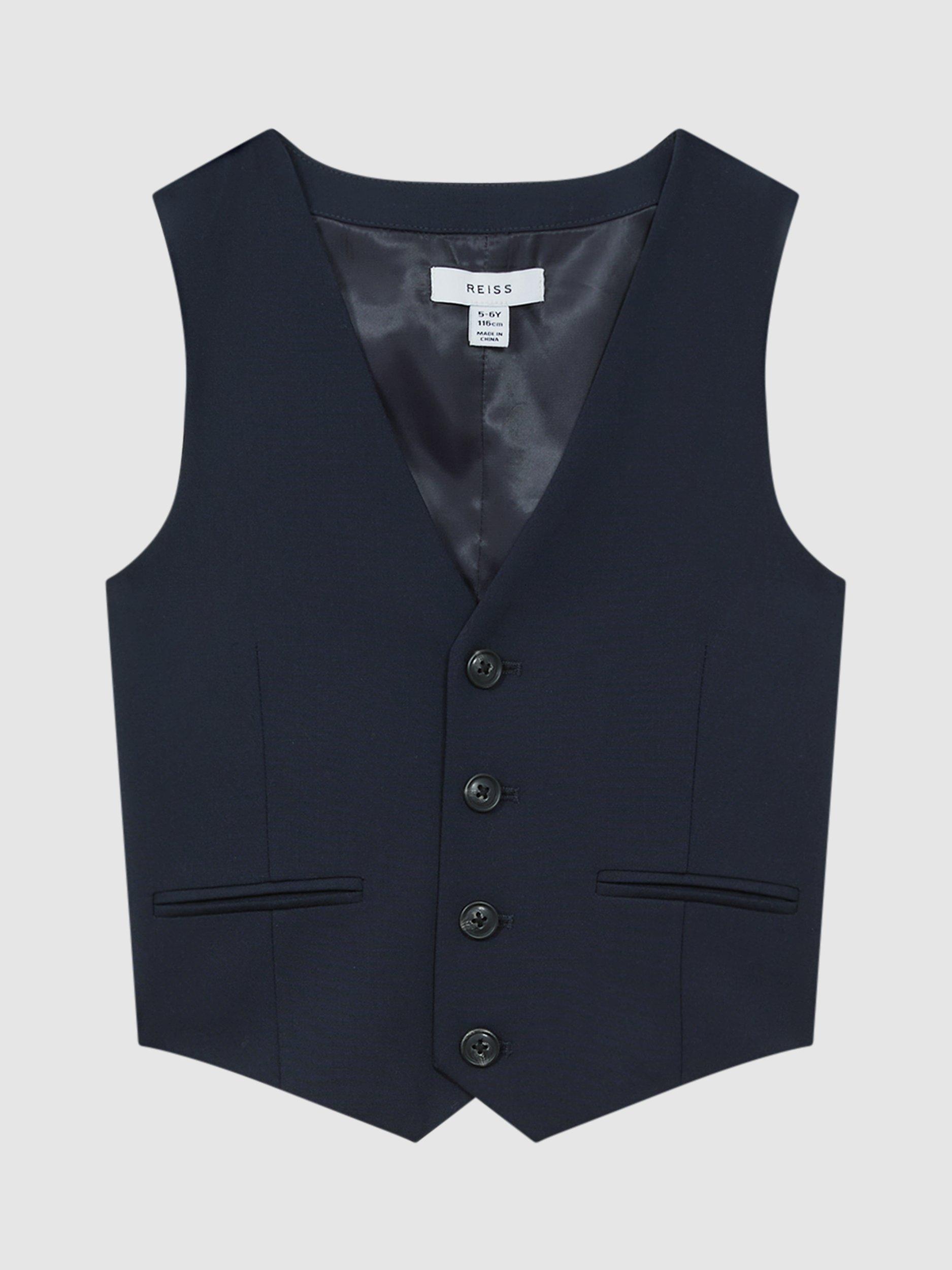 Product image 3 of 5, which shows Reiss Kids' Hope Wool Blend Waistcoat, Navy, 13-14 years