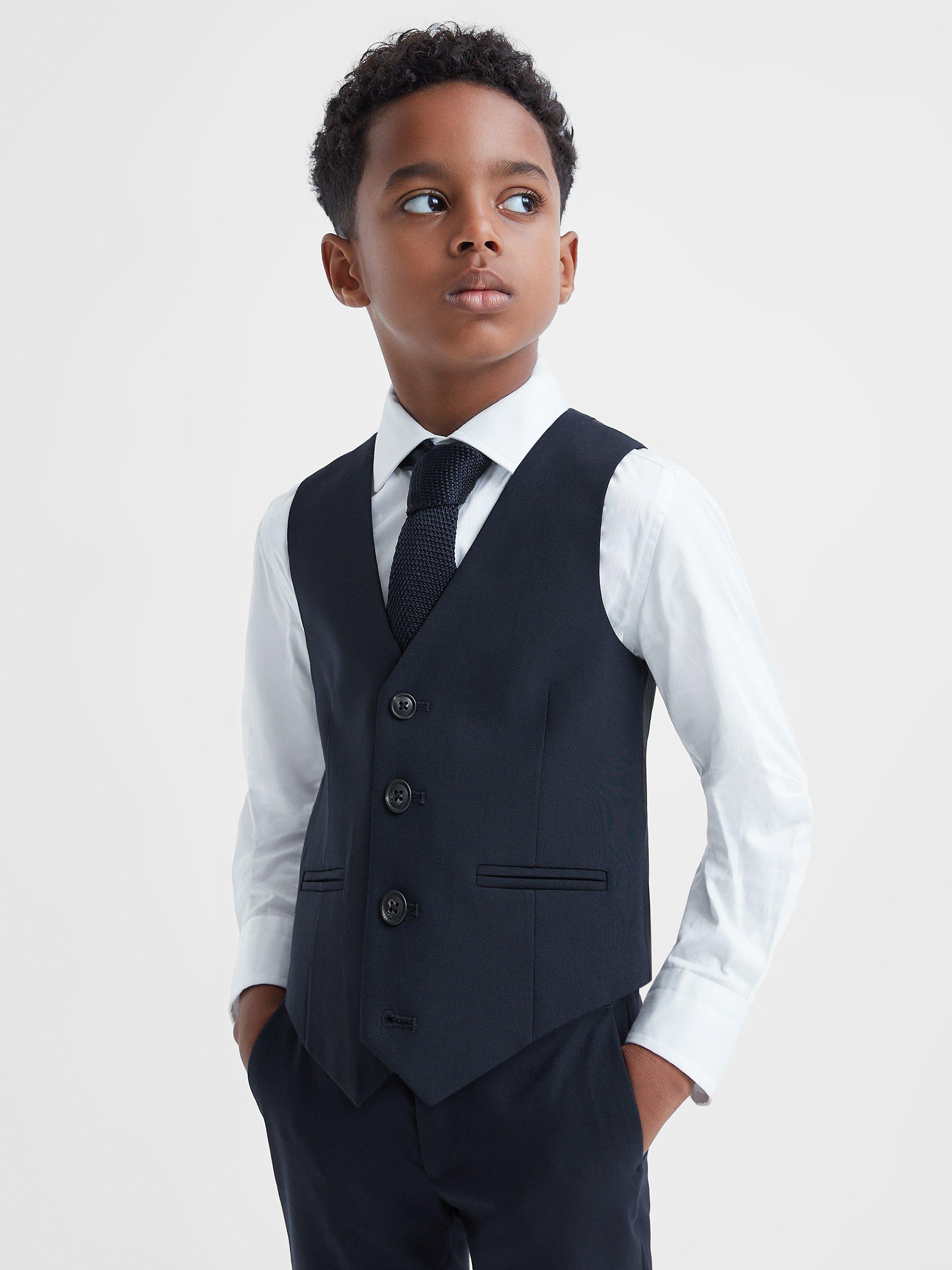 Product image 4 of 5, which shows Reiss Kids' Hope Wool Blend Waistcoat, Navy, 13-14 years
