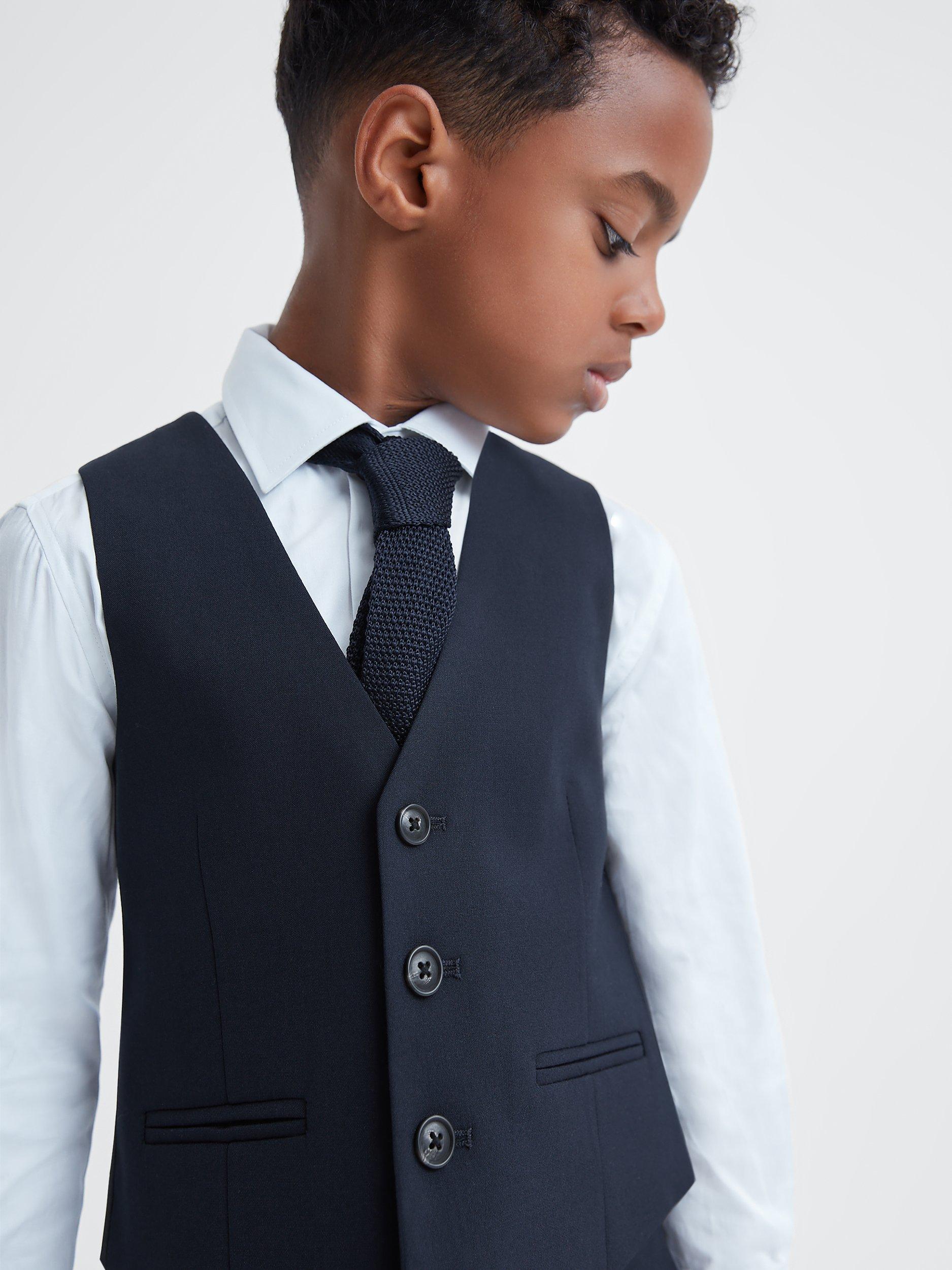 Product image 5 of 5, which shows Reiss Kids' Hope Wool Blend Waistcoat, Navy, 13-14 years