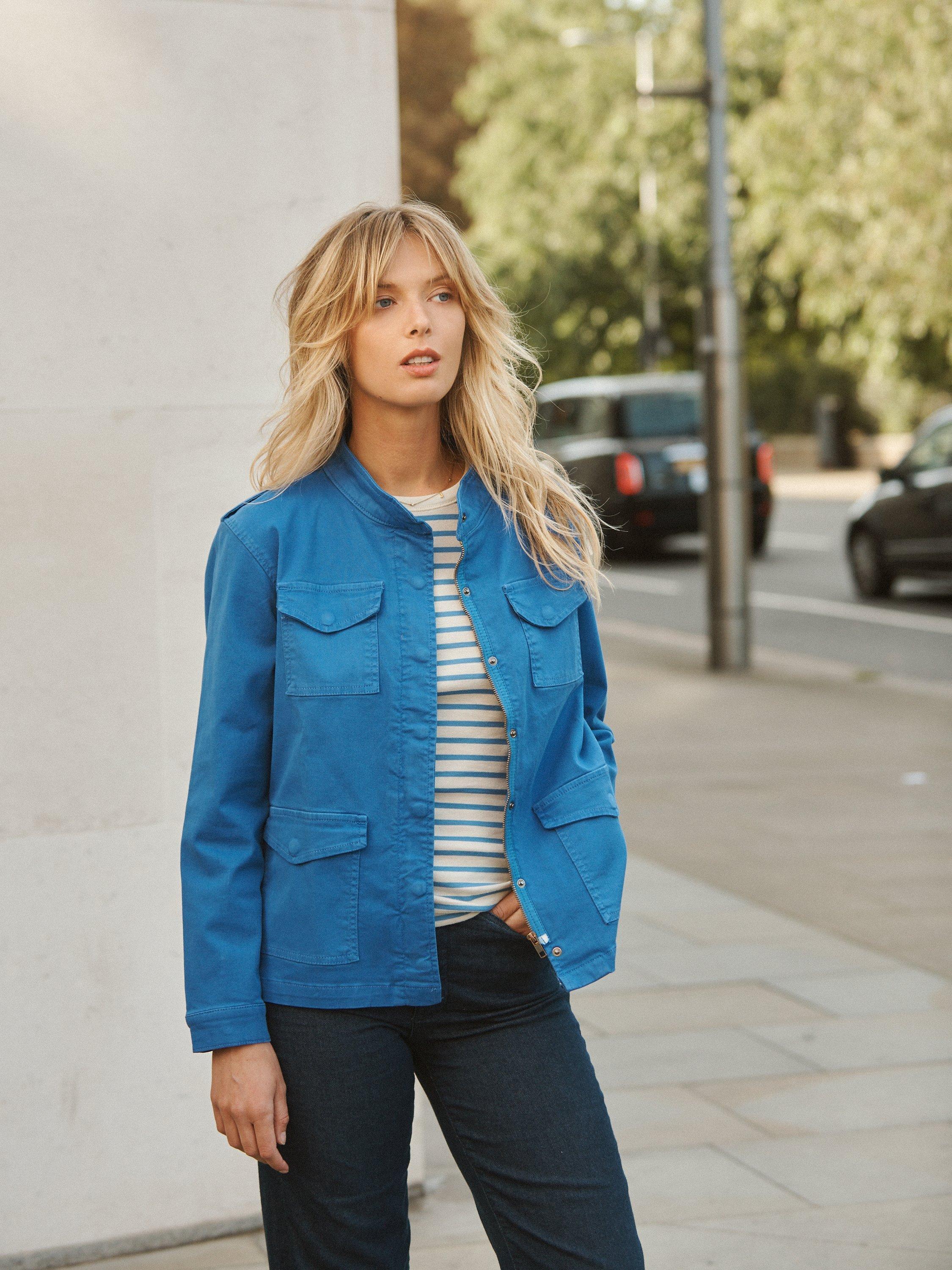 NRBY Monica Cotton Blend Utility Jacket, Blue Cobalt