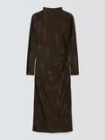 Good American Python Print Satin Funnel Neck Midi Dress, Mocha