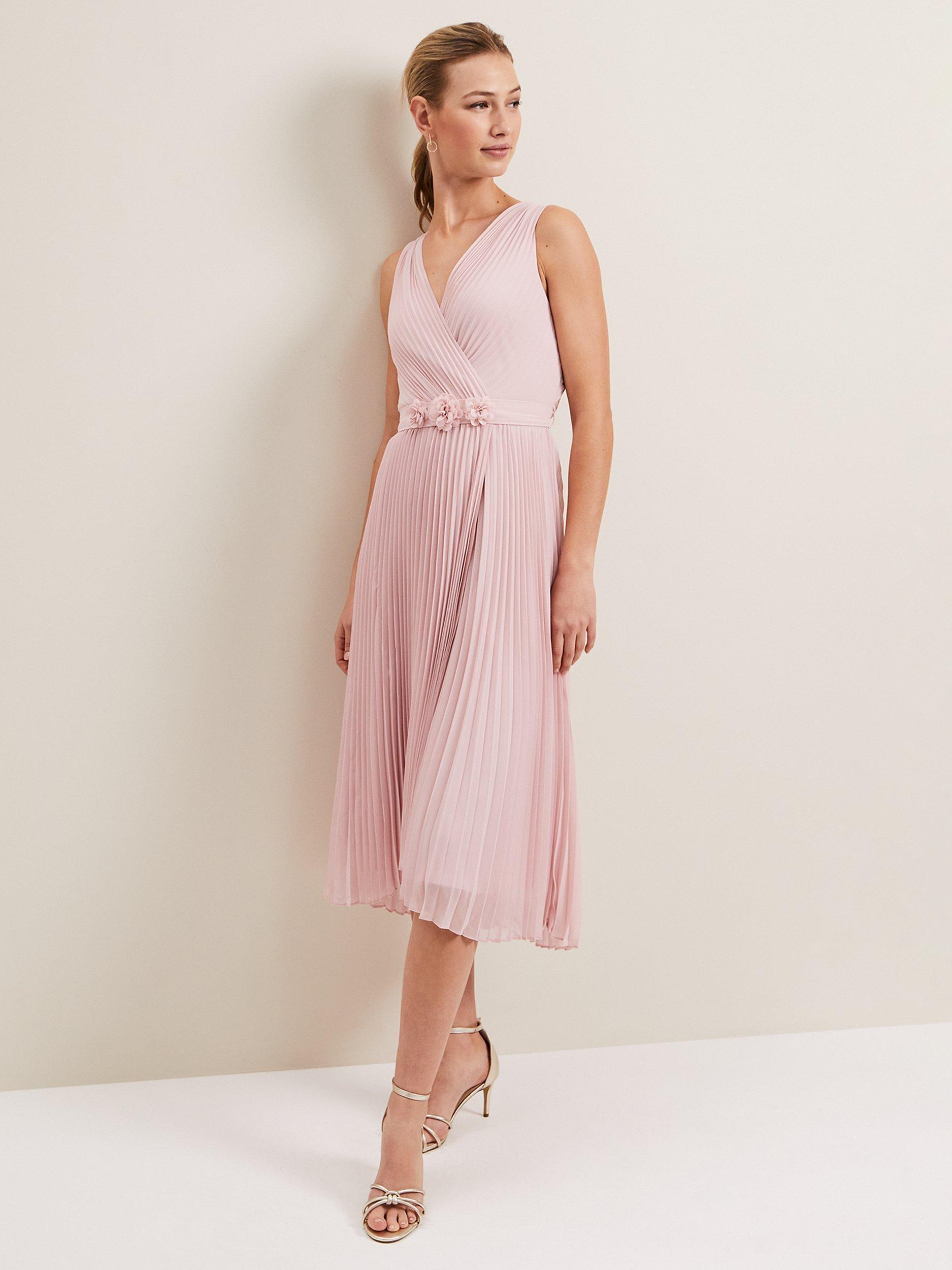 Phase Eight Cressida Pleated Midi Dress Antique Rose