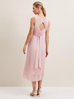 Phase Eight Cressida Pleated Midi Dress, Antique Rose - view 2, Antique Rose