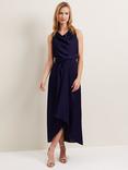 Phase Eight Daliah Satin Cowl Neck Maxi Dress, Navy