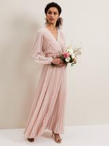 Phase Eight Harper Pleat Maxi Dress, Pale Pink