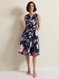 Phase Eight Salina Floral Jacquard Dress, Navy/Multi