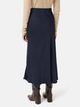 Jigsaw Satin Asymmetric Midi Skirt, Navy