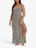 South Beach Crochet Stripe Maxi Beach Dress, Black/White