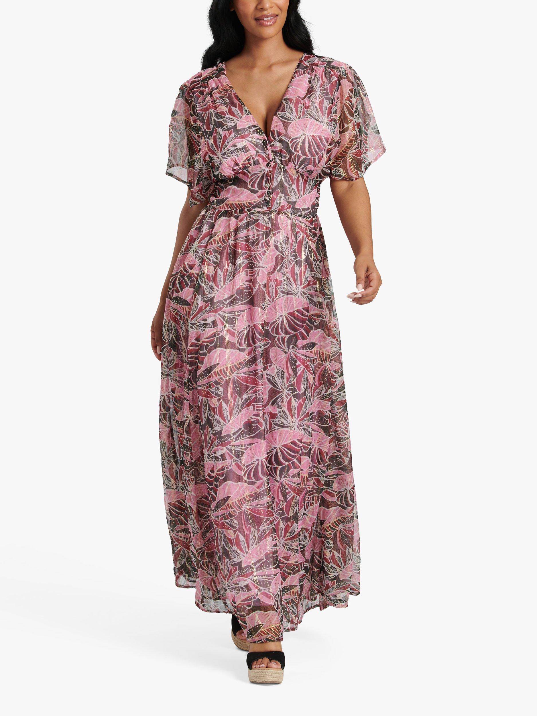 South Beach Floral Print Chiffon Maxi Dress Multi