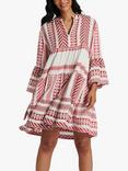 South Beach Jacquard Tiered Mini Dress, Red Wine