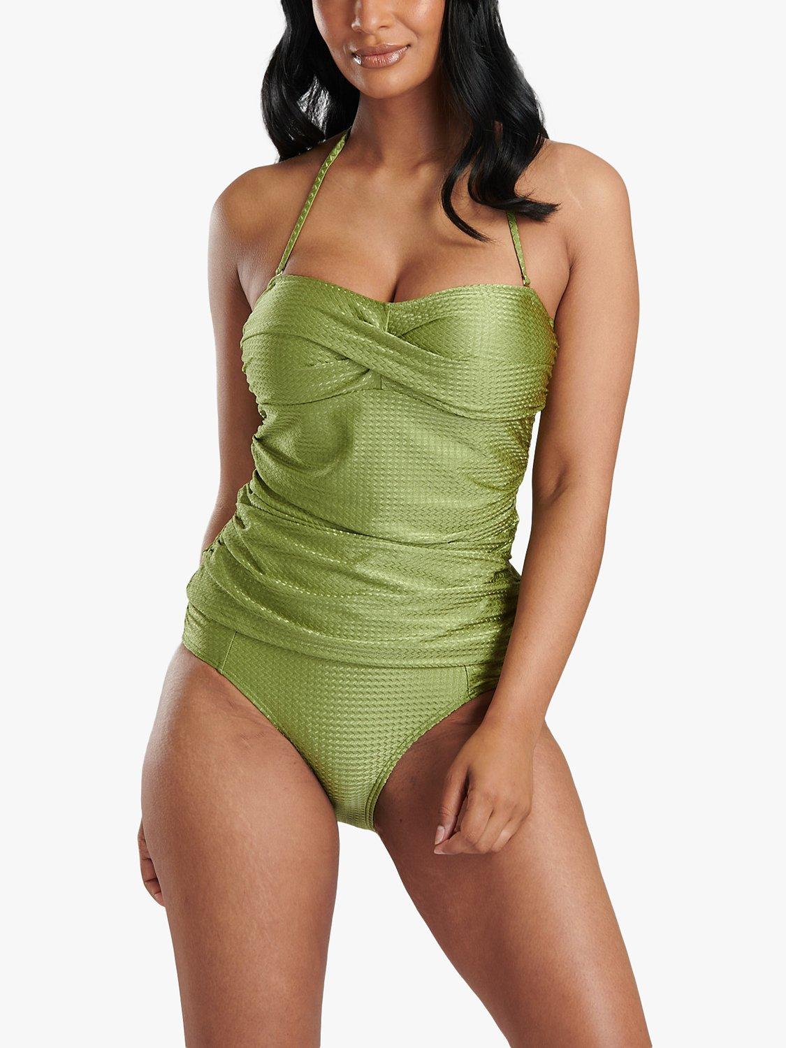 Product image 3 of 4, which shows South Beach Bandeau Tummy Control Tankini Brief, Olive, 10