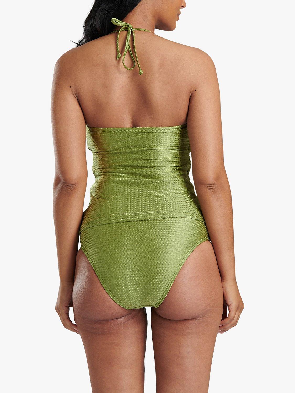 South Beach Bandeau Tummy Control Tankini Brief, Olive, 10