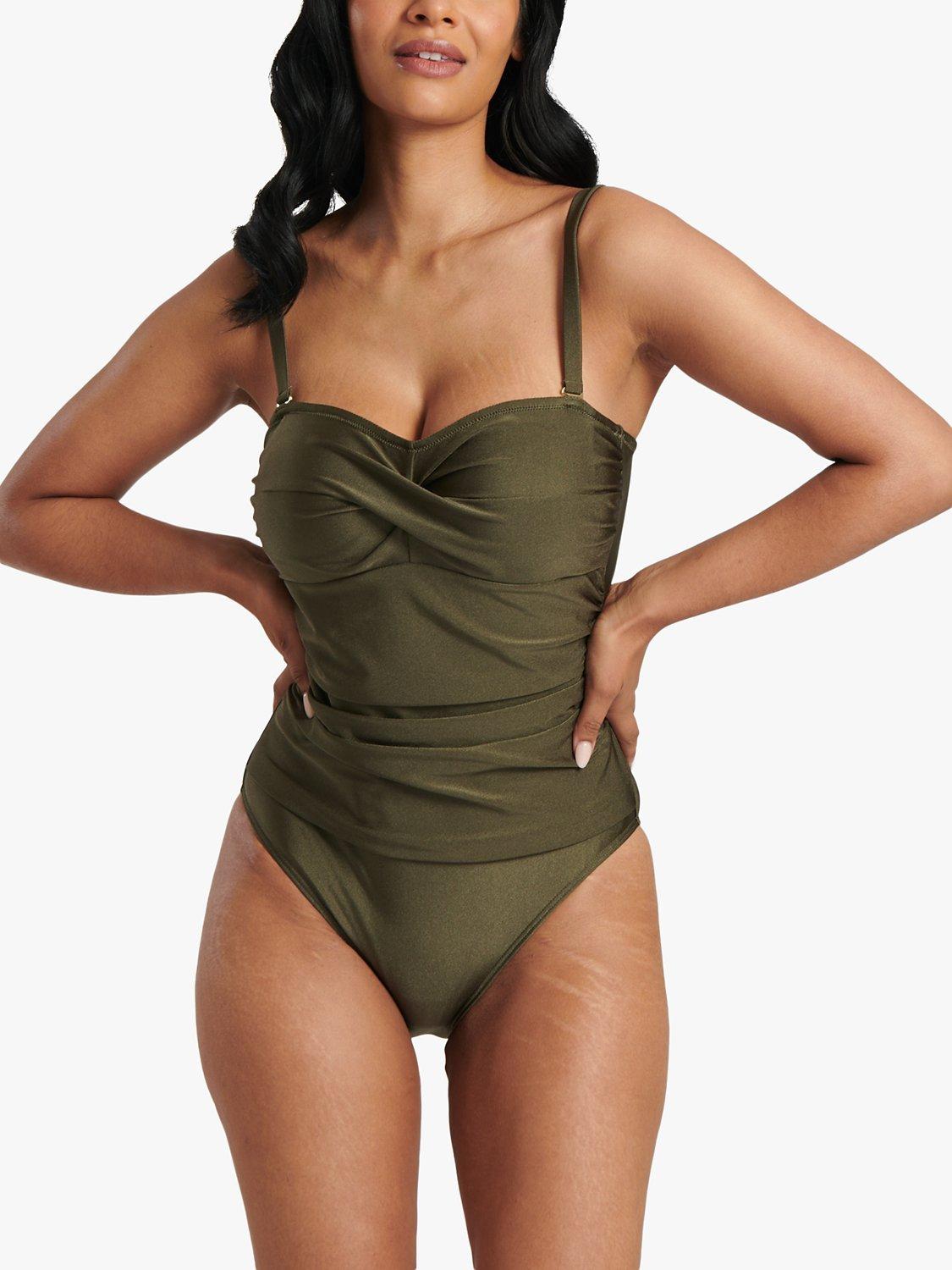 South Beach Bandeau Tummy Control Swimsuit, Olive