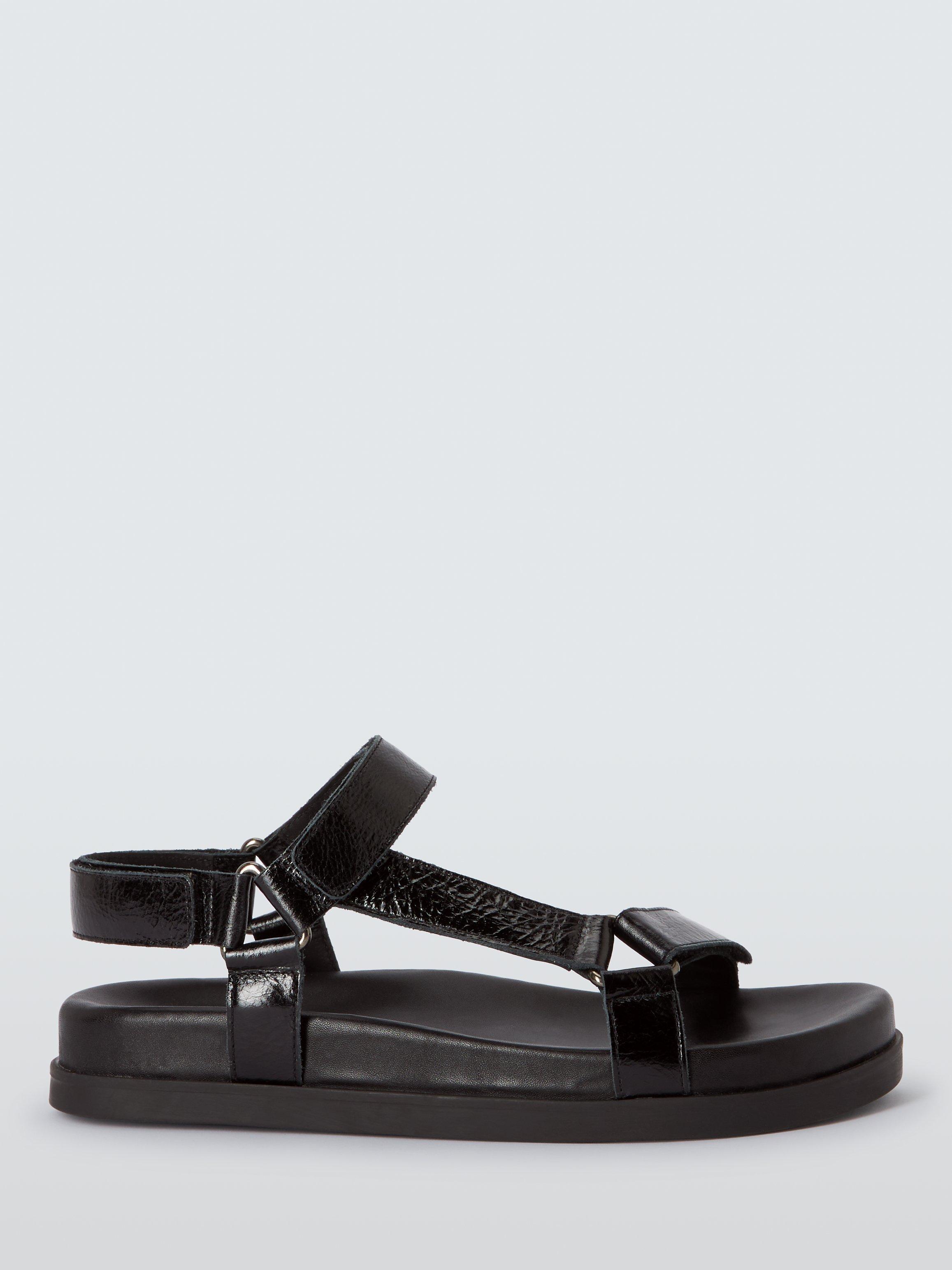 AND/OR Leap Leather Footbed Sandals, Black