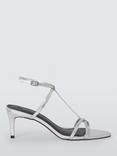 AND/OR Mixie Leather T-Bar Pointed Dressy Sandals, Silver Snake