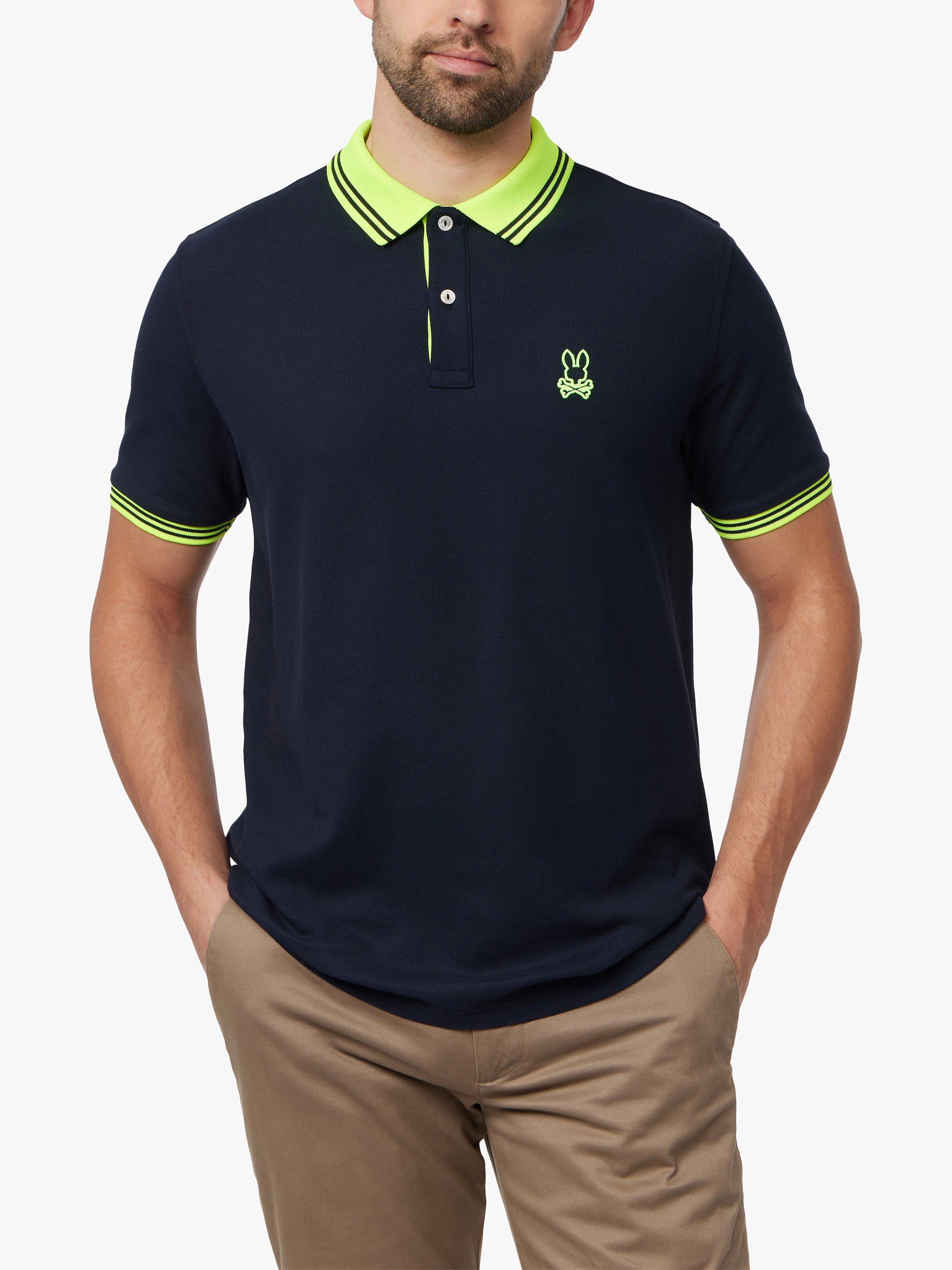 Psycho Bunny Lancaster Pique Polo Top, Navy/Green
