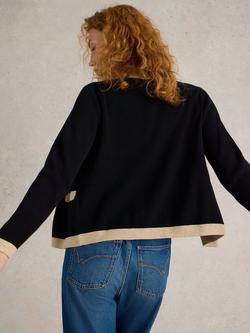 White Stuff Charlotte Organic Cotton Cardigan, Black/Multi - view 2, Black/Multi