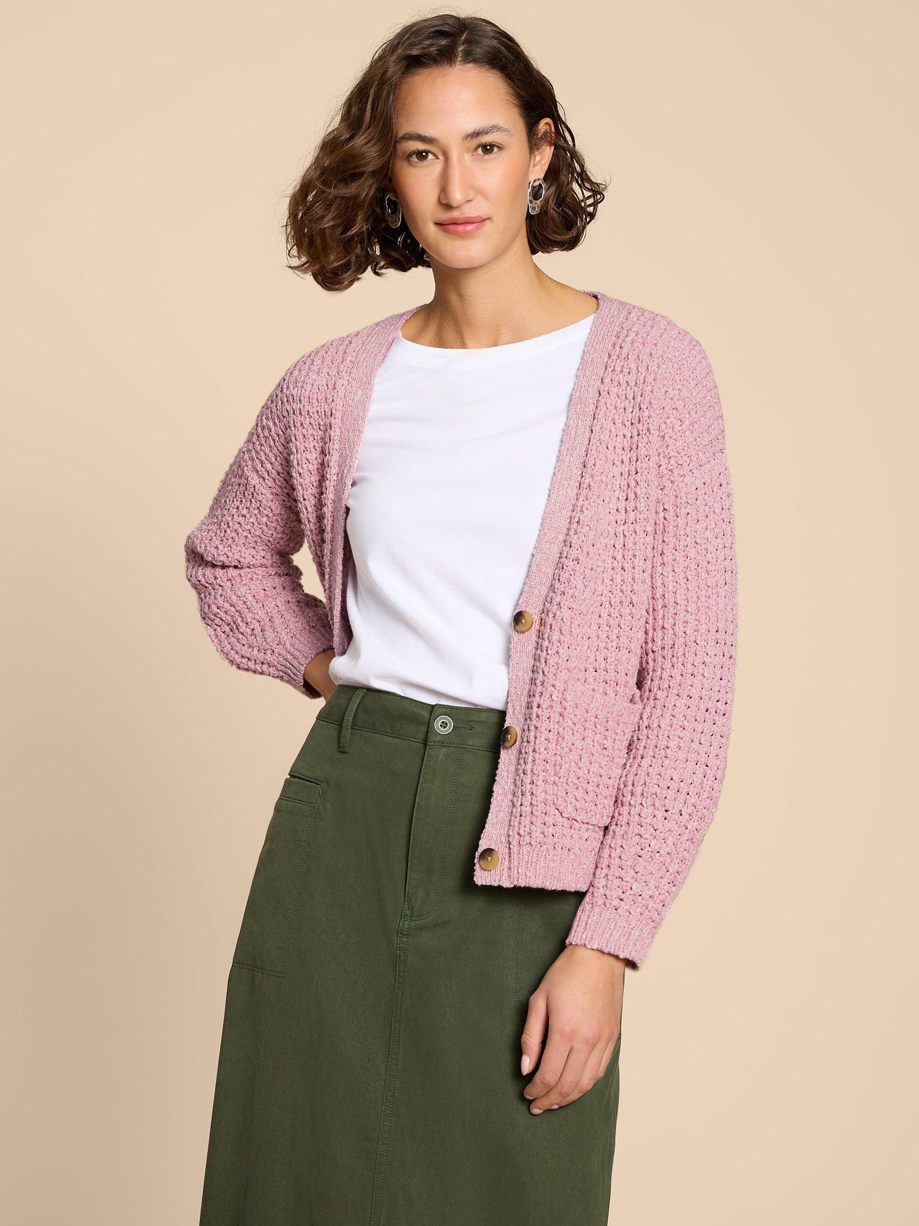 White Stuff Sessi Long Sleeve Cardigan, Dusky Pink