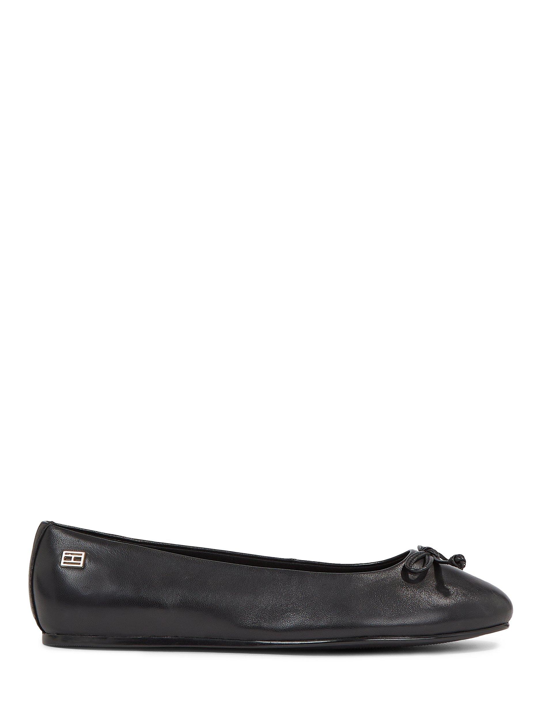 Tommy Hilfiger Essential Leather Ballerina Pumps, Black