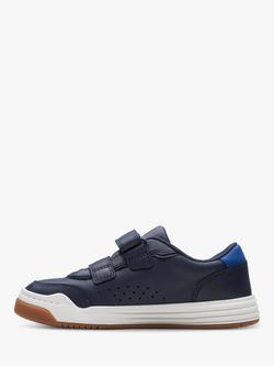 Clarks Kids' Urban Solo Leather Riptape Trainers - view 2, Navy