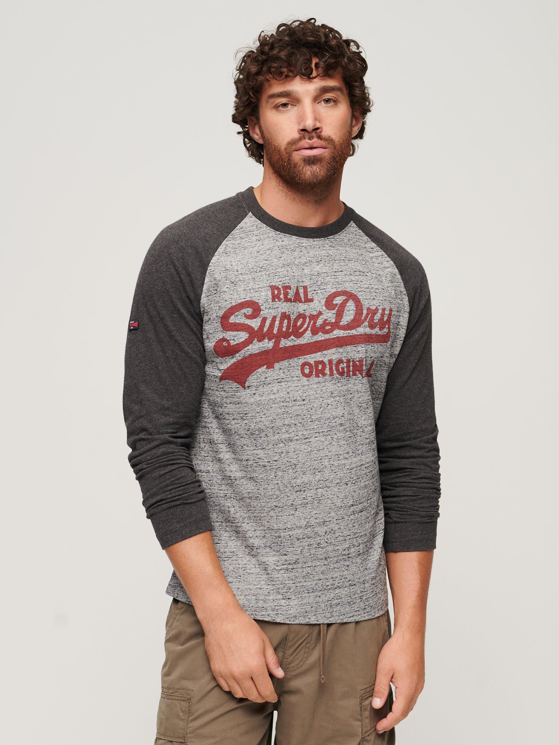 Superdry Athletic Raglan Long Sleeve Top, Grey/Multi