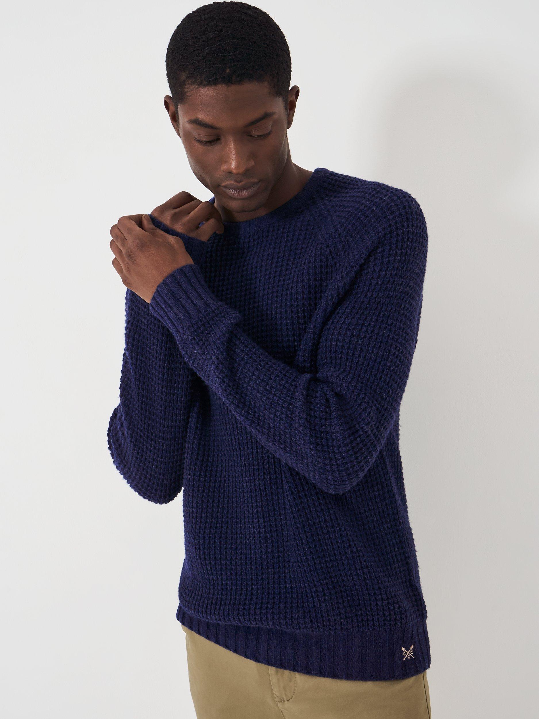 Crew Clothing Wilden Waffle Stitch Knit Jumper, Navy