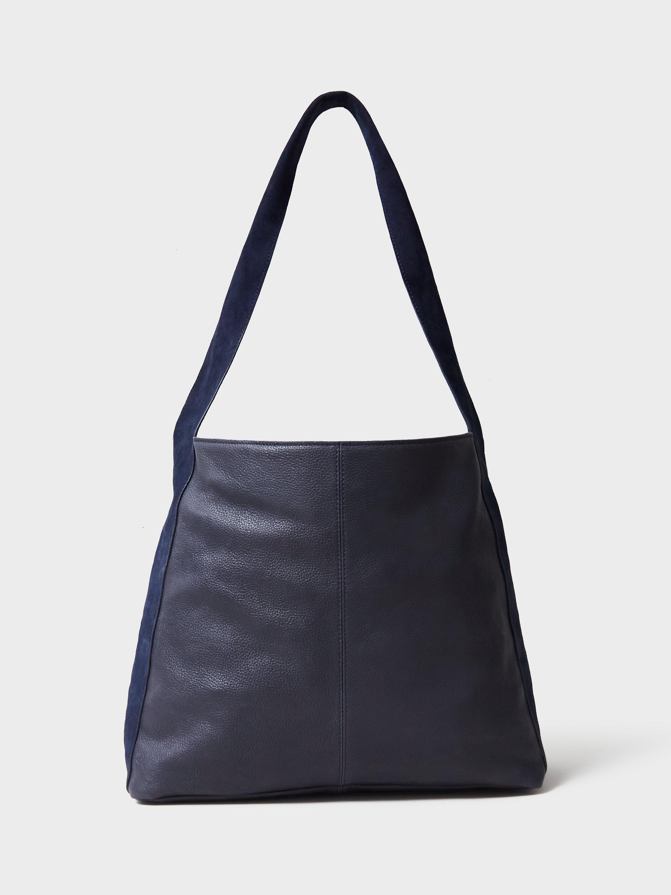 Crew Clothing Large Leather Hobo Shopper, Navy