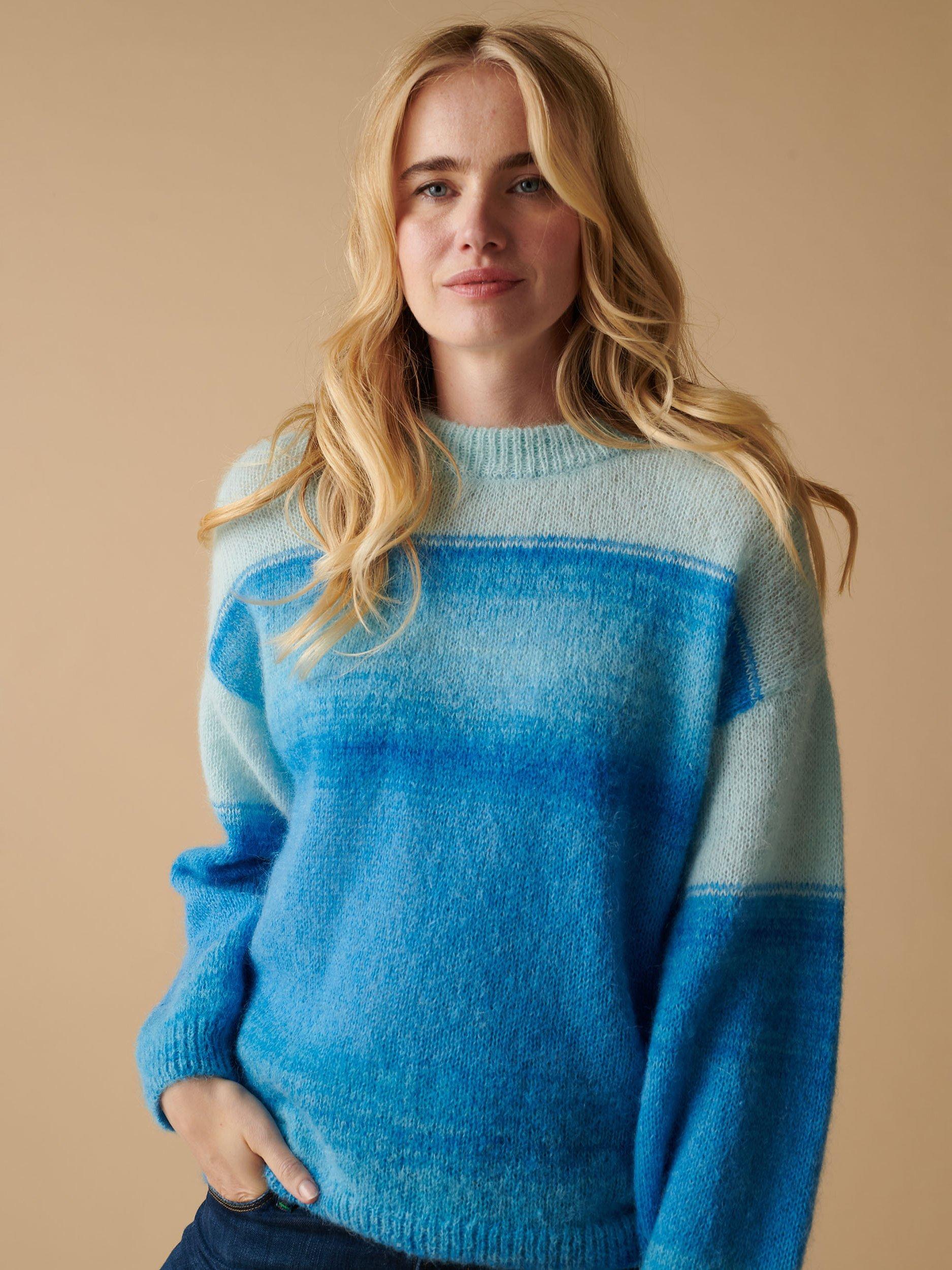 Cape Cove Ava Sundown Alpaca Mohair Blend Jumper, Blue/Multi