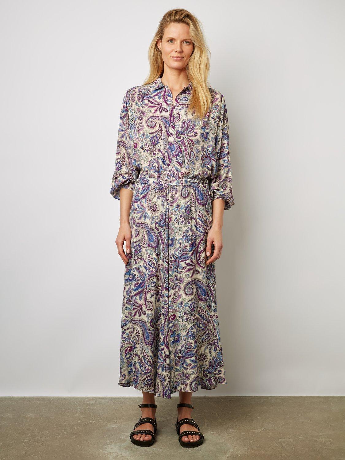 Gerard Darel Daffy Paisley Print Midi Skirt Purple Multi