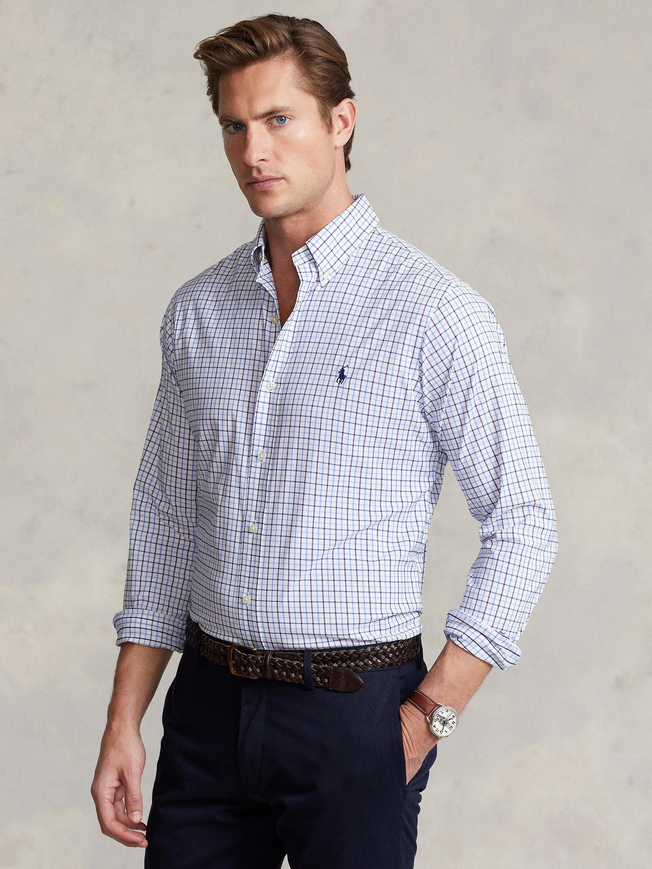 Ralph Lauren Classic Fit Tattersall Performance Shirt, Blue/White