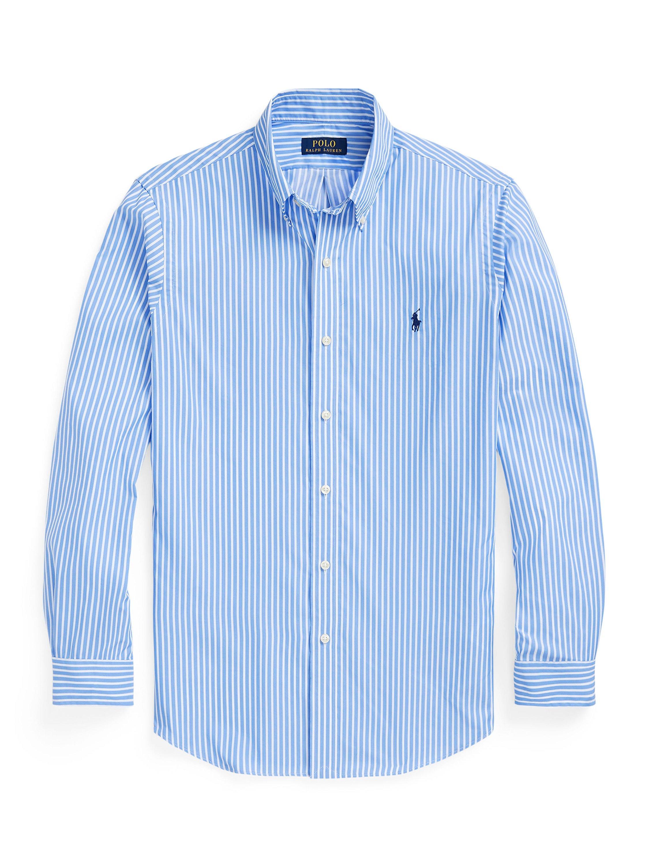 Ralph lauren men's blue and white striped shirt online