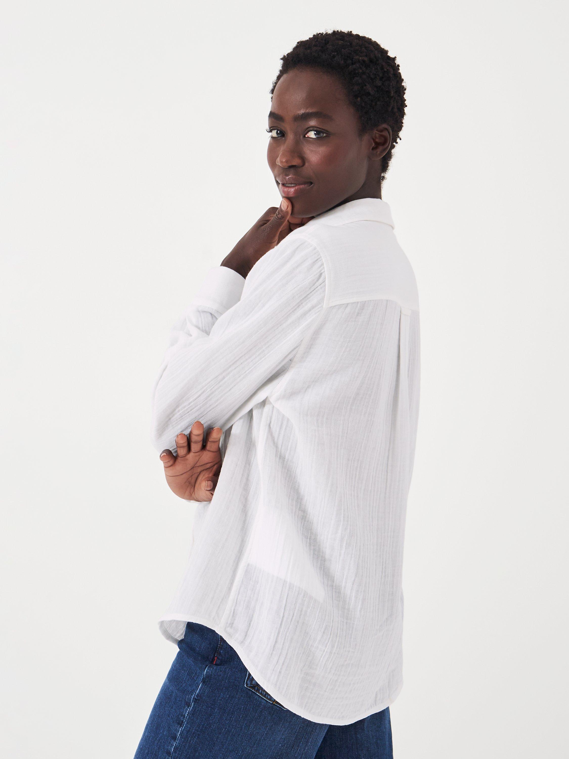 Product image 2 of 4, which shows Crew Clothing Harlie Cotton Relaxed Shirt, White, 8