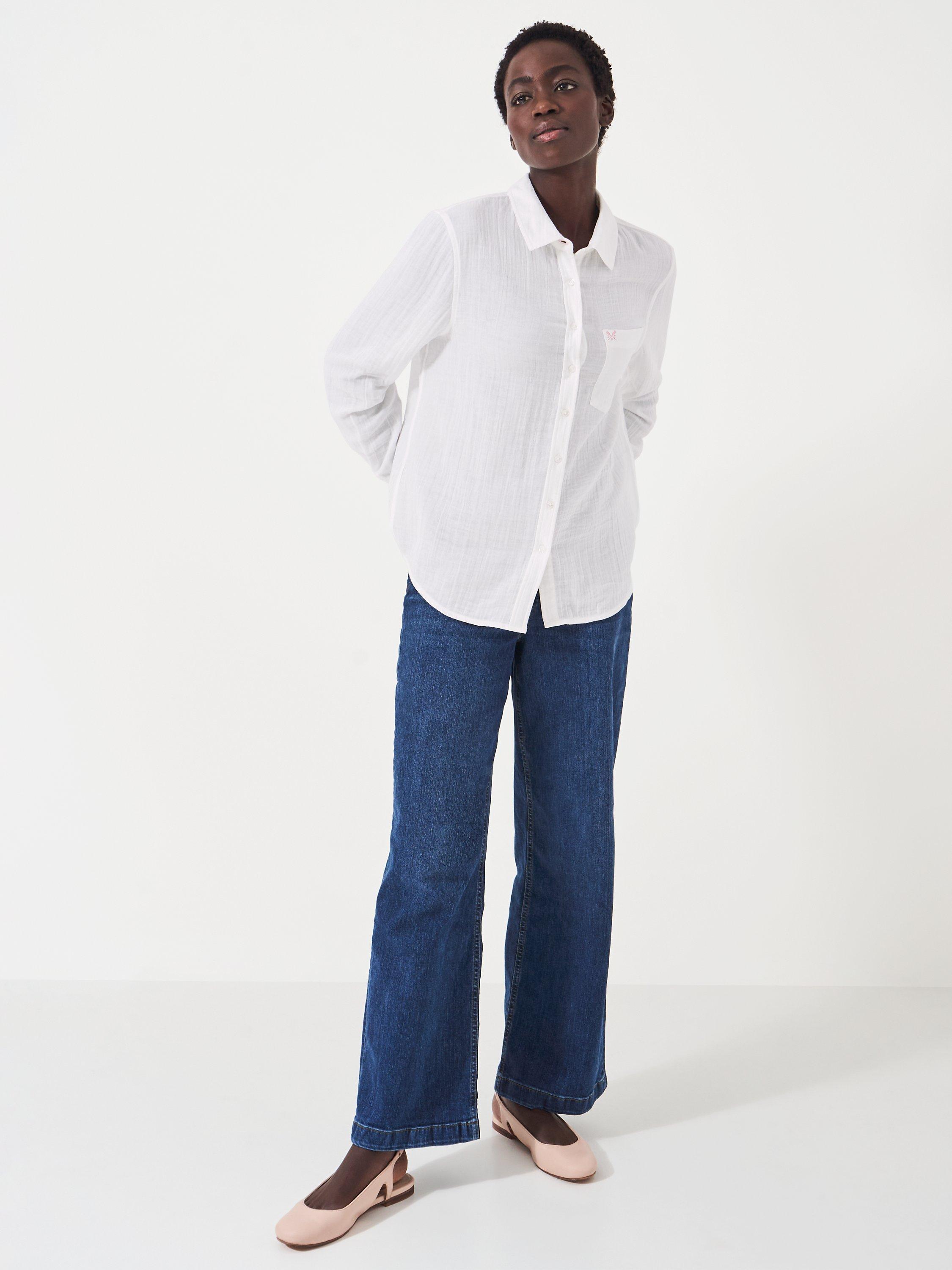 Product image 3 of 4, which shows Crew Clothing Harlie Cotton Relaxed Shirt, White, 8