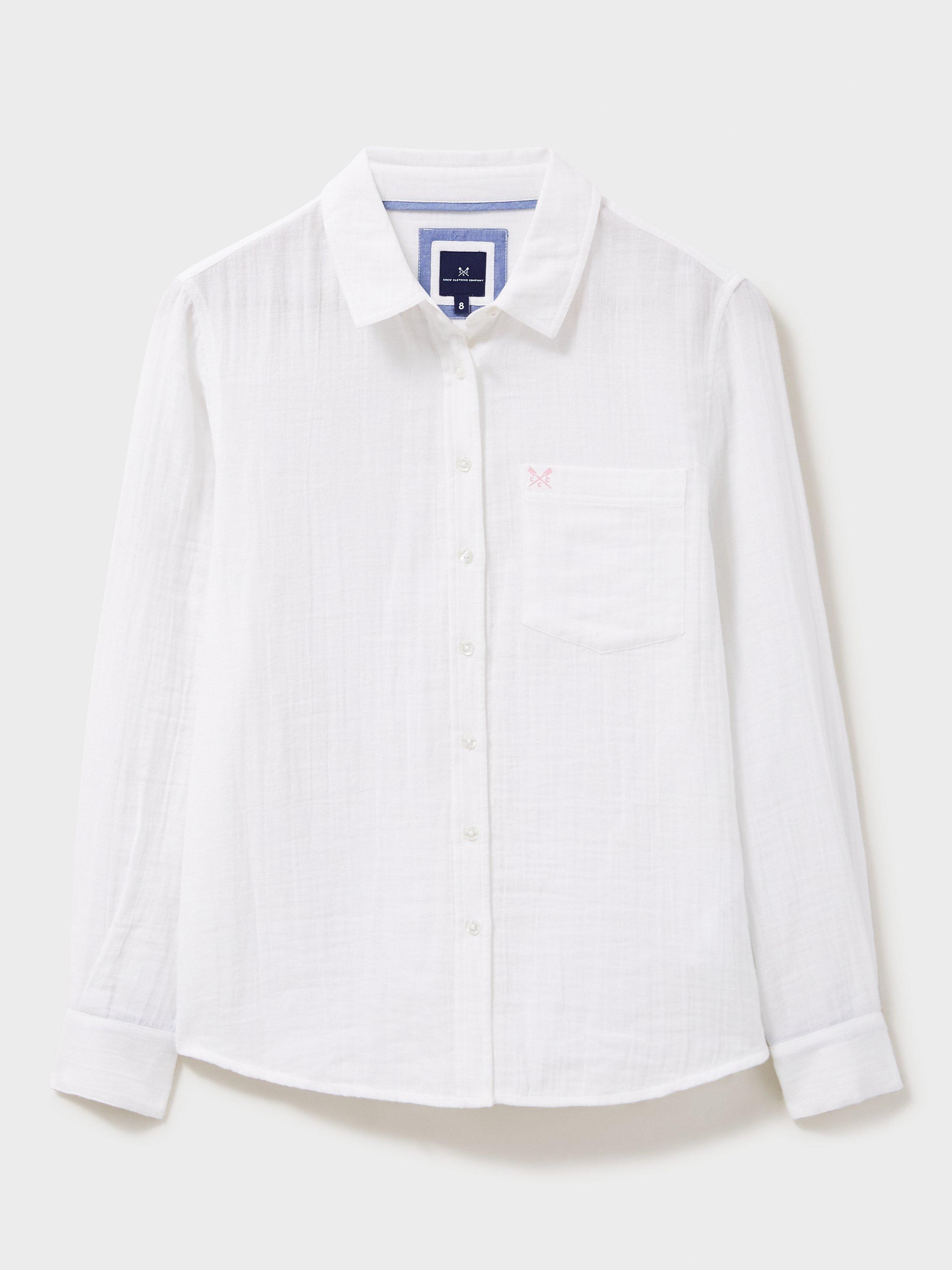 Product image 4 of 4, which shows Crew Clothing Harlie Cotton Relaxed Shirt, White, 8