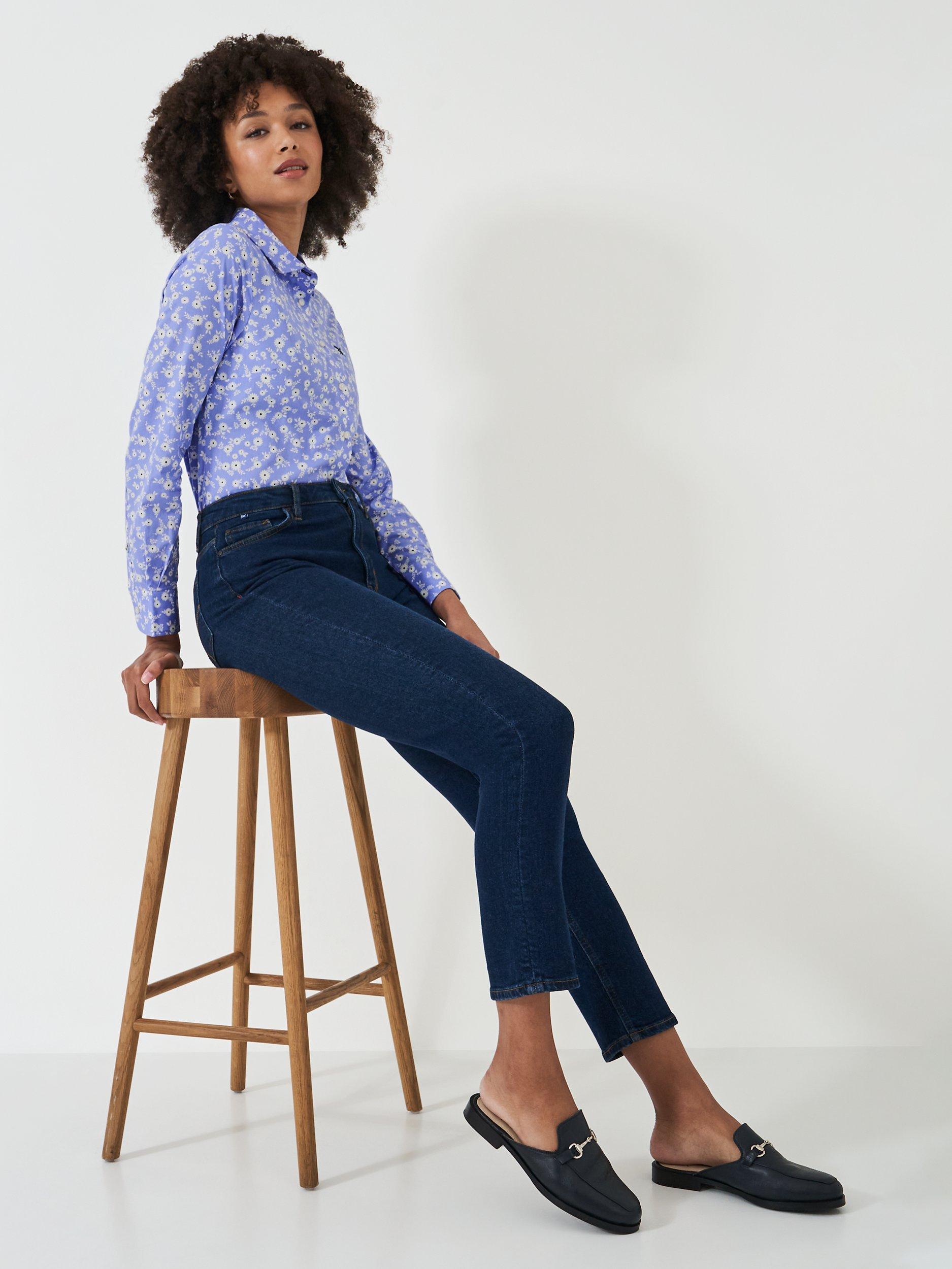 Crew Clothing Lulworth Tailored Floral Print Shirt, Blue/Multi