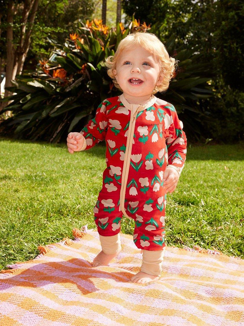 Product image 3 of 4, which shows Bonds Baby Zippy Print Zip Through Wondersuit, Tulip/Multi, 12-18 months