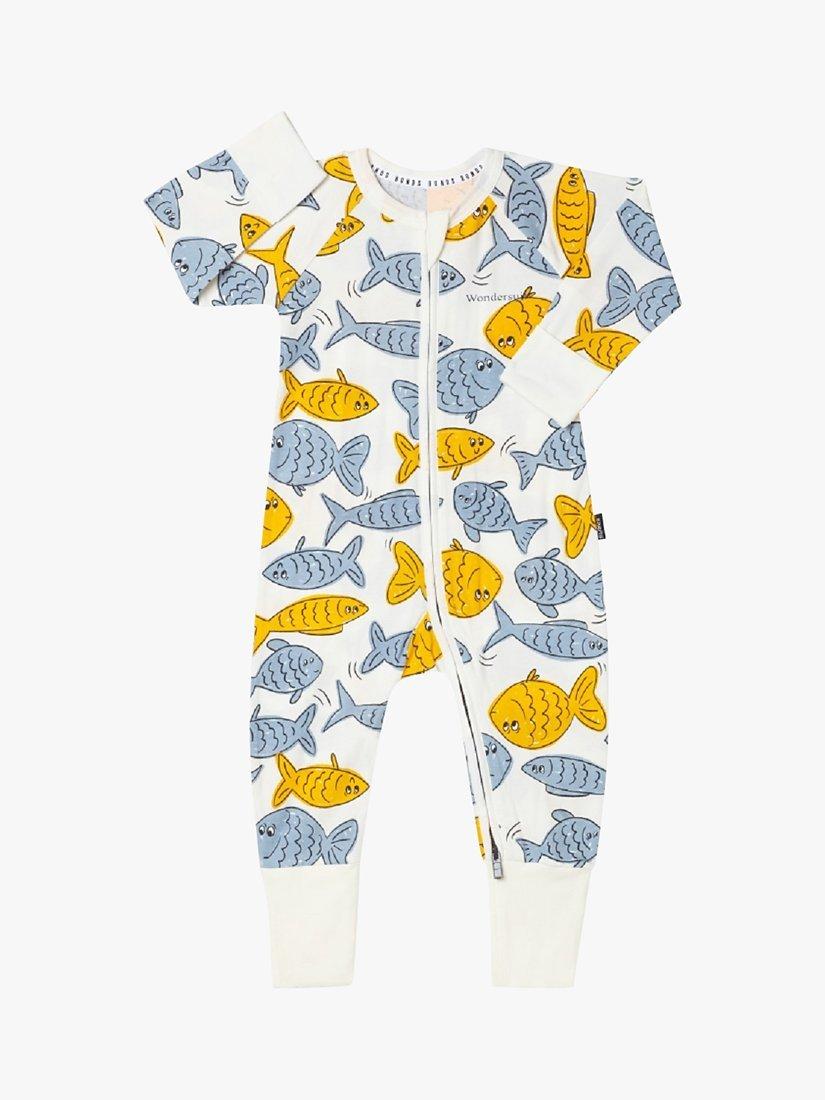 Bonds Baby Zippy Print Zip Through Wondersuit, Fish/Multi