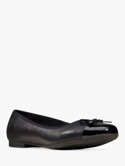 Clarks Kids' Scala Bloom Leather Ballet Pumps, Black - view 2, Black Leather